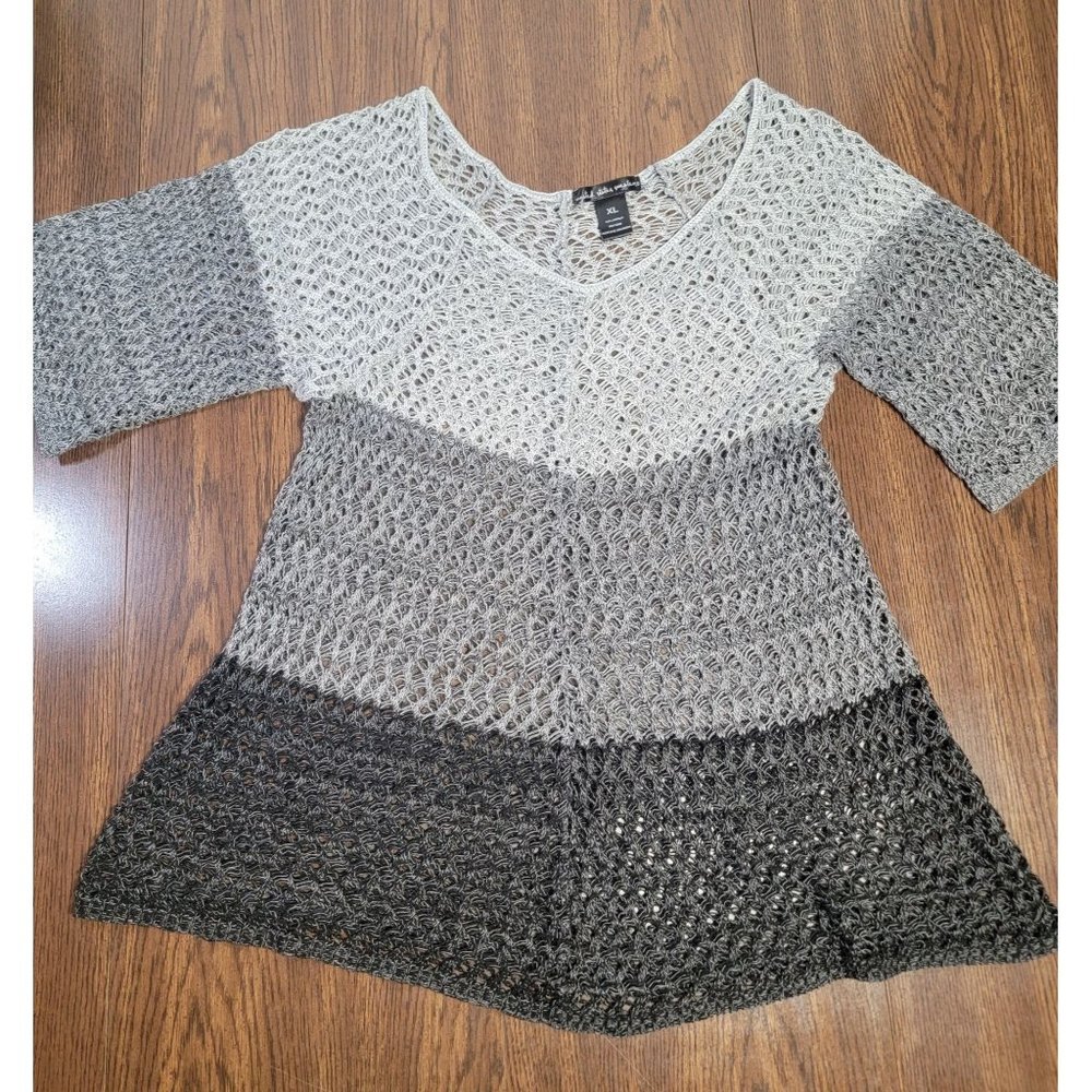 United States Sweater Tri-Color Open Knit Sweater Cover Up, Size XL
